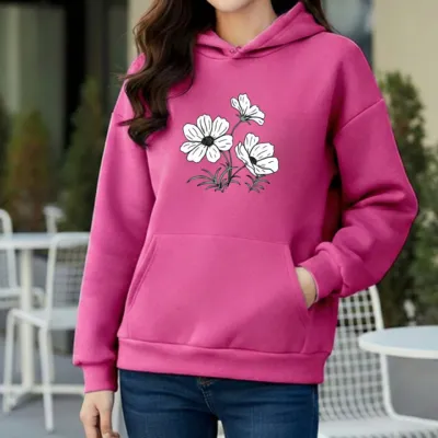 Premium Comfortable Printed Ladies Winter Hoodie