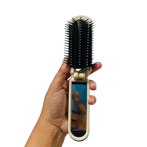 Folding Hair Brush With Mirror