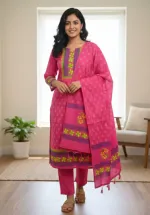 Unstitched Hand Print Three Piece, 45 Inch Kameez, 90 Inch Orna