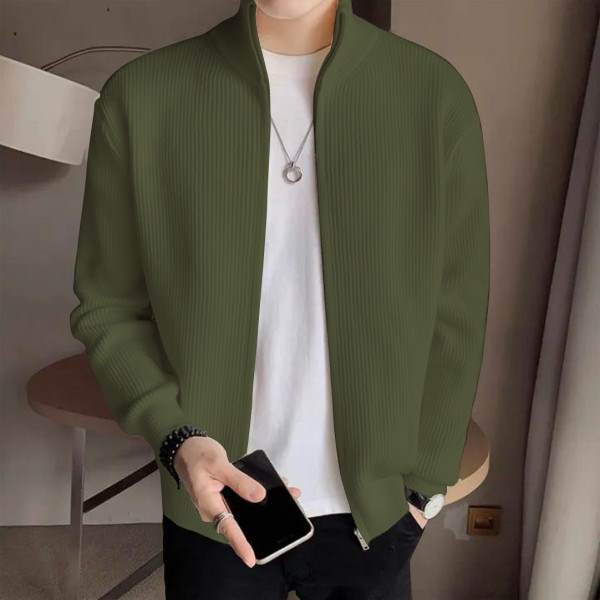 Men's Rib jacket Lite Olive Colour (Full Zipper)