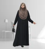 Pleated Kuchi Gown Borka in Cherry Fabric, Borka Only