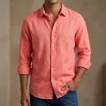 Men's Solid Colour Color Shirt (Deep pink)