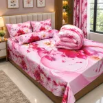 3D Design Comforter and King Size Velvet Bed Sheet Set, 6 Colours