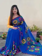Half Silk Hand Paint Saree for Women, 6 Colour Choices