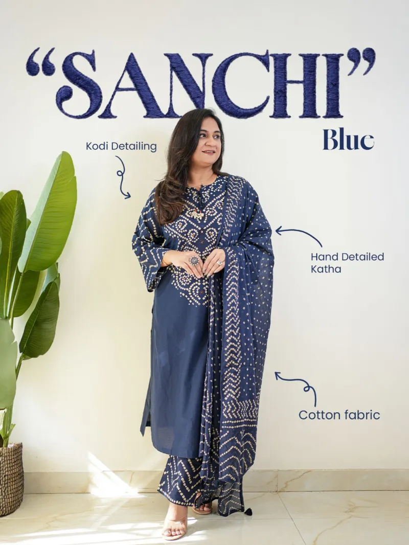 Soft Cotton Chunri Print Three Piece with Glass Work, 6 Colours