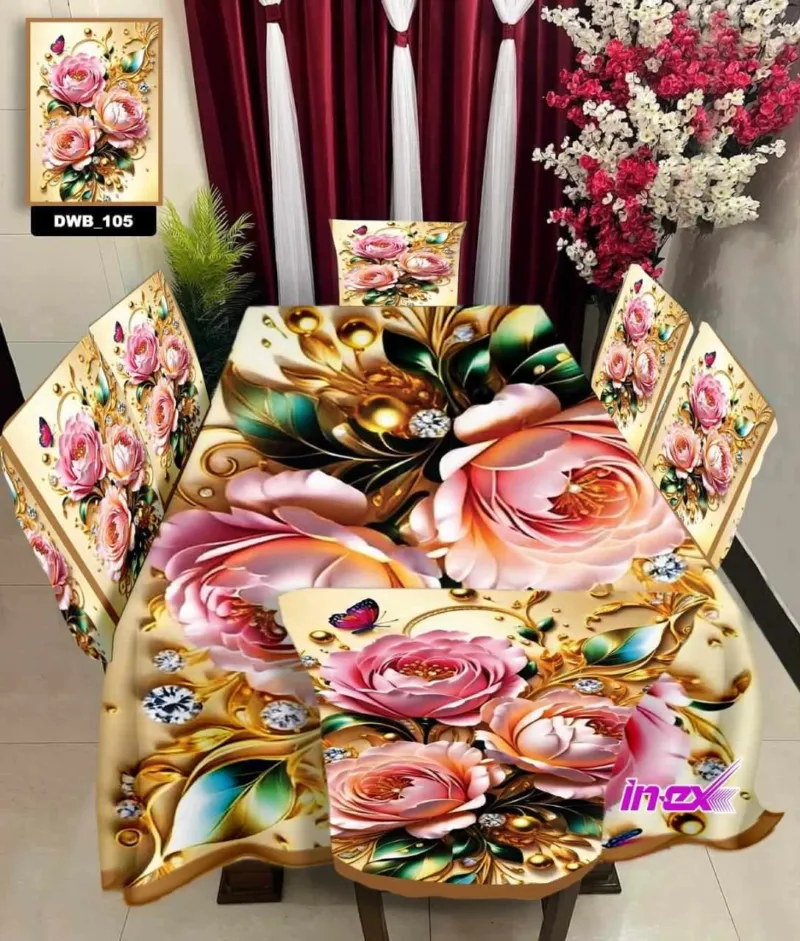Dining Chair and Table Cover Set, 3D Print, Chair Covers 18 x 21 Inch