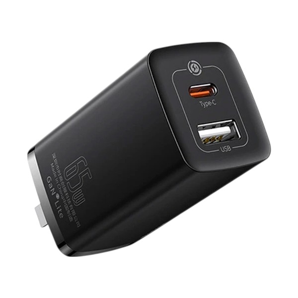 Baseus CCGL010001 GaN2 lite SUPER VOOC USB & USB-C 65W CN Black Charger
