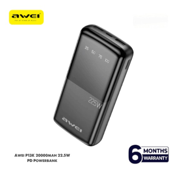 Awei P13K 22.5W PD Powerbank 20000mAh Fast Charging