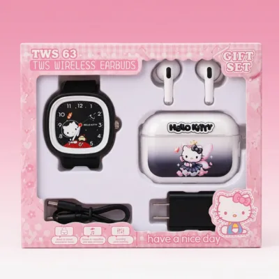 TWS 63 Wireless Earbuds & Watch Combo Gift Set