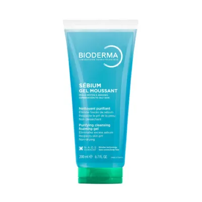 Bioderma Sebium Face And Body Wash Moussant Purifying Cleansing Gel 200 ml (France)