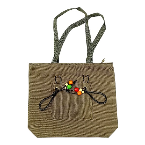 Beaded Boho Canvas Tote Bag