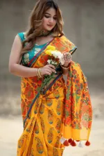 Women's Half Silk Screen Print Saree with Modern Design