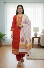 Unstitched Hand Print Three Piece, 45 Inch Kameez, 90 Inch Orna
