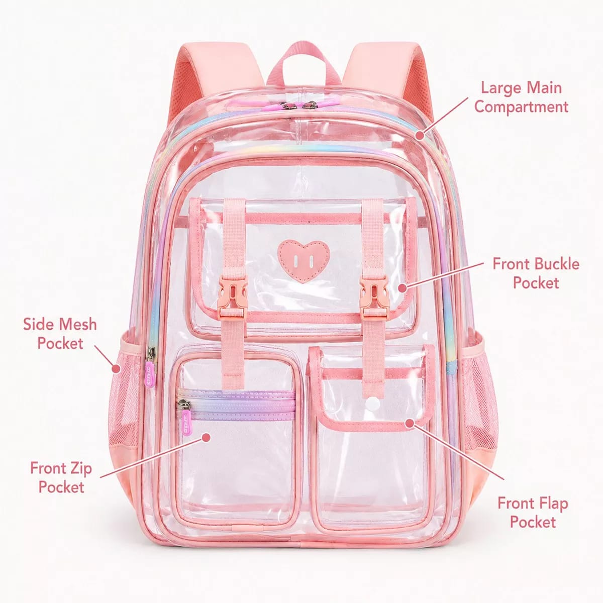 Sesame Baby Cute Transparent Waterproof Kids Backpack - Pink