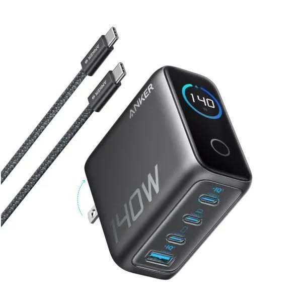 Original Anker B2697 Charger (140W, 4-Port, PD 3.1) with USB-C Cable