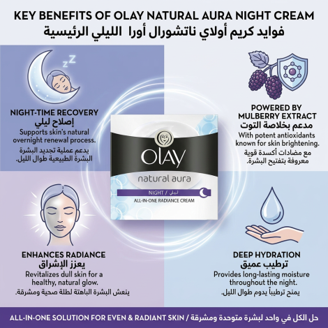 Olay Natural Aura All In One Radiance Cream Night 50g (Thailand)