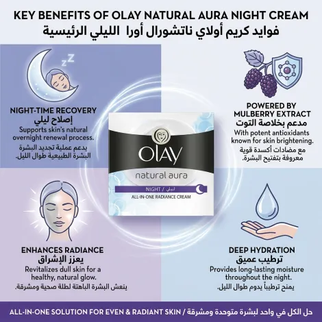 Olay Natural Aura All In One Radiance Cream Night 50g (Thailand)