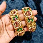 Heritage Minakari & Gemstone Gold-Plated Bangle Set