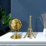 World Map 3D Rotating Glove Decoration Gift- Golden & Eiffel Tower Metal Showpiece Decoration Gift