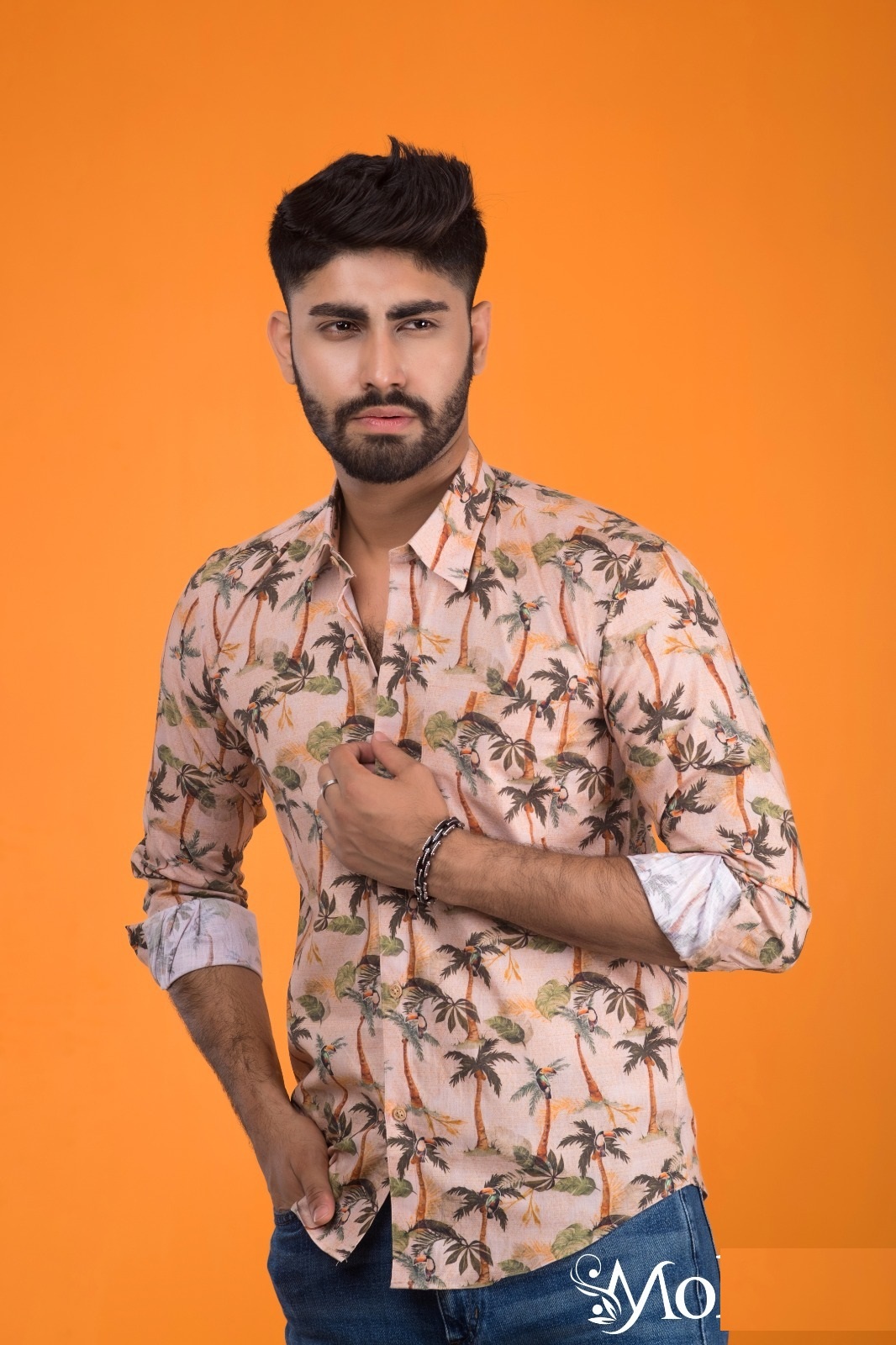 Men's Cotton Print Formal Shirt, Slim Fit, Sizes M to XL