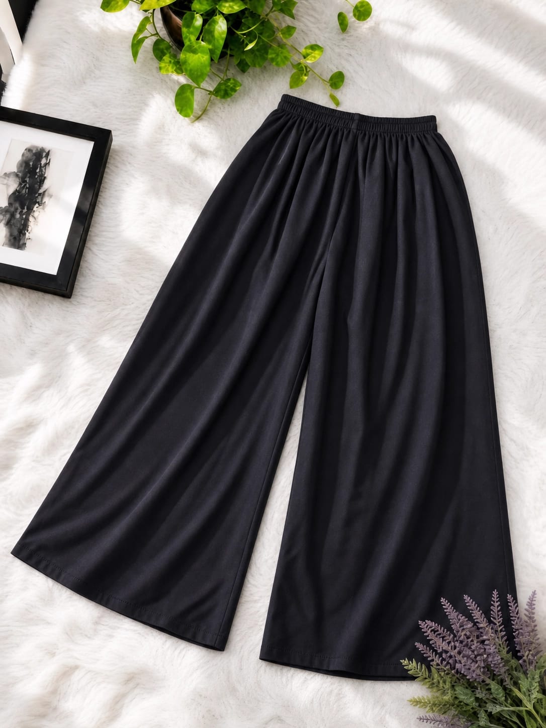 Women's Solid Colour Linen Palazzo, Free Size Waist 28 to 42
