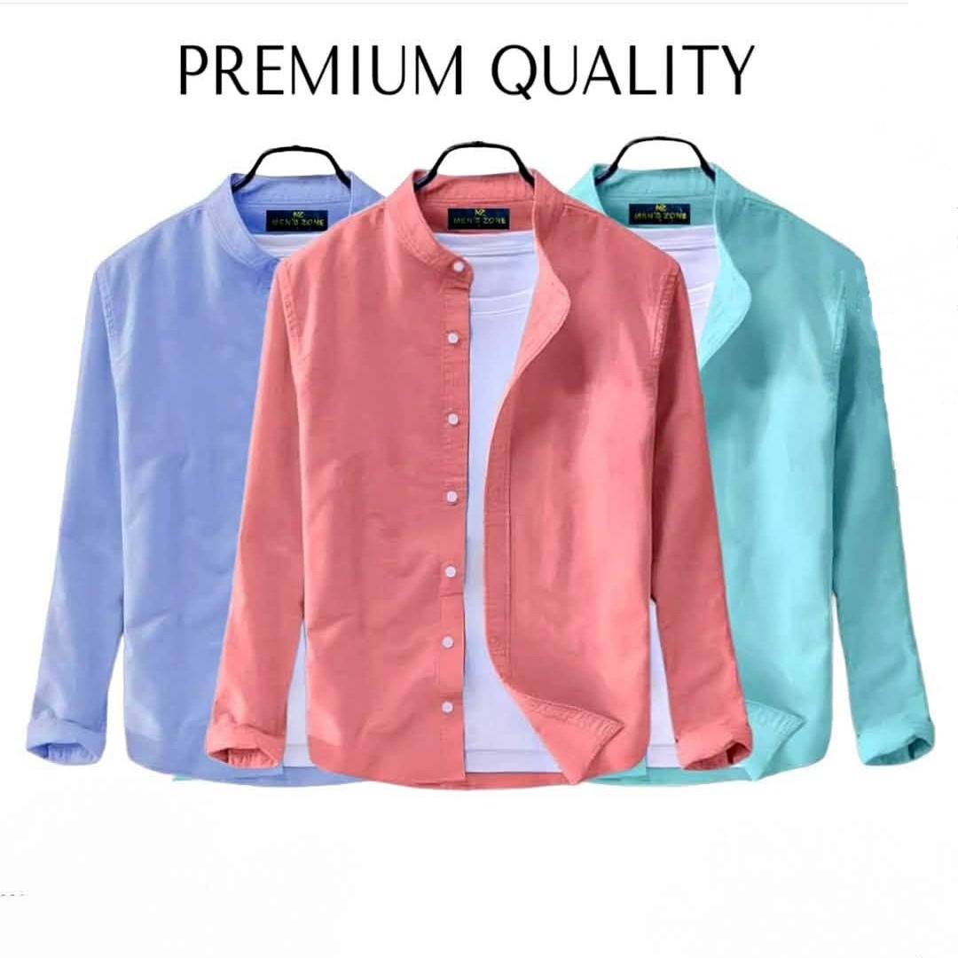 3 pcs Combo Men's Ban Collar Cotton Shirt-