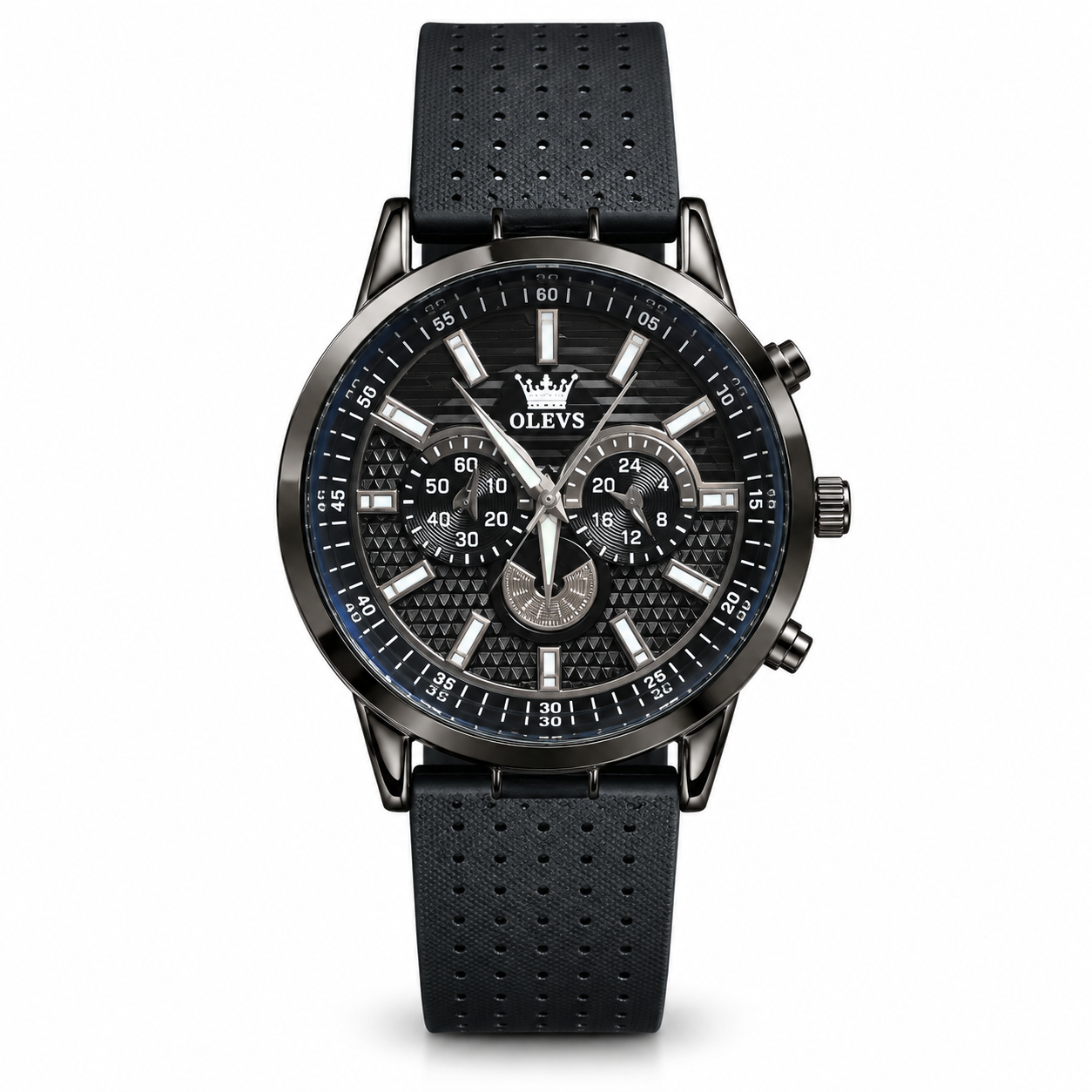 The Ultimate Gentleman 4-in-1 Essentials Combo – Olevs Skeleton Watch, Automatic Leather Belt, Wayfarer Sunglasses & Long Wallet Set for Men