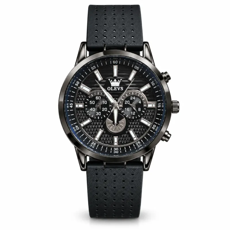 The Ultimate Gentleman 4-in-1 Essentials Combo – Olevs Skeleton Watch, Automatic Leather Belt, Wayfarer Sunglasses & Long Wallet Set for Men