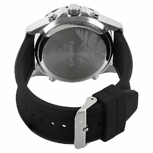 Fastrack NS38035SP03 Analog Digital Black Dial Silicone Strap Watch