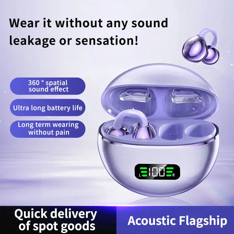 Q71 True Wireless Open-Ear Ear Clip Earbuds with Digital LED Display