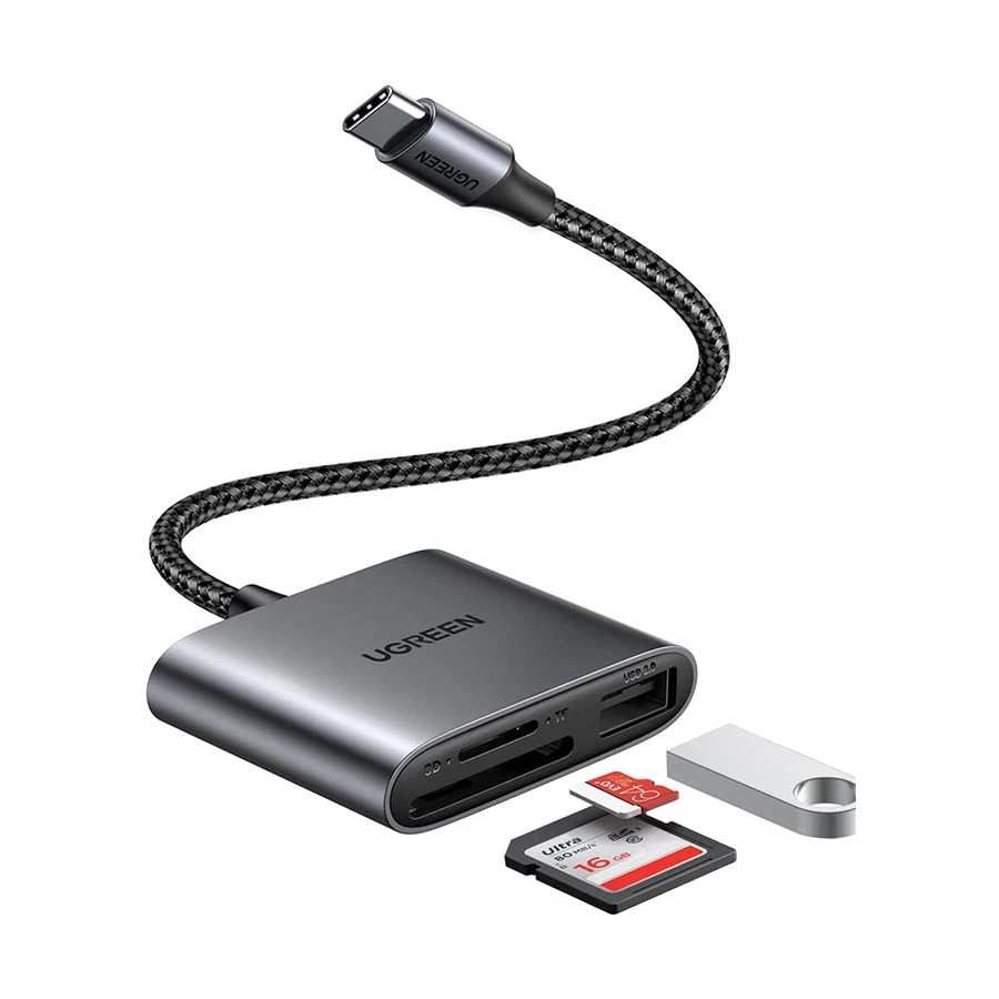 UGREEN CM387 (80798) Type-C Male to USB, SD & TF Female Gray Converter