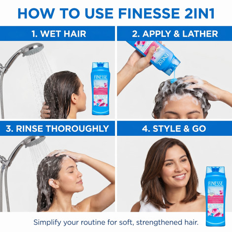 Finesse Restore + Strengthen Moisturizing 2in1 Shampoo + Conditioner 384ml (Canada)