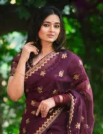 Semi Muslin Afsan Print Saree with Blouse Piece, 14 Haath