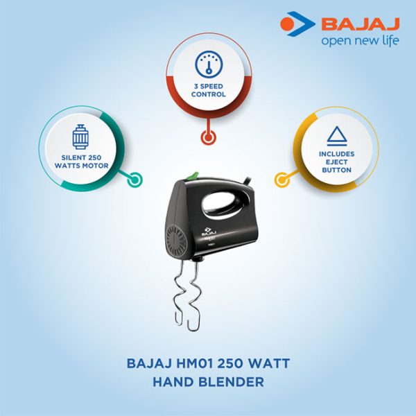 Bajaj Powerful 250W Hand Mixer - HM-01