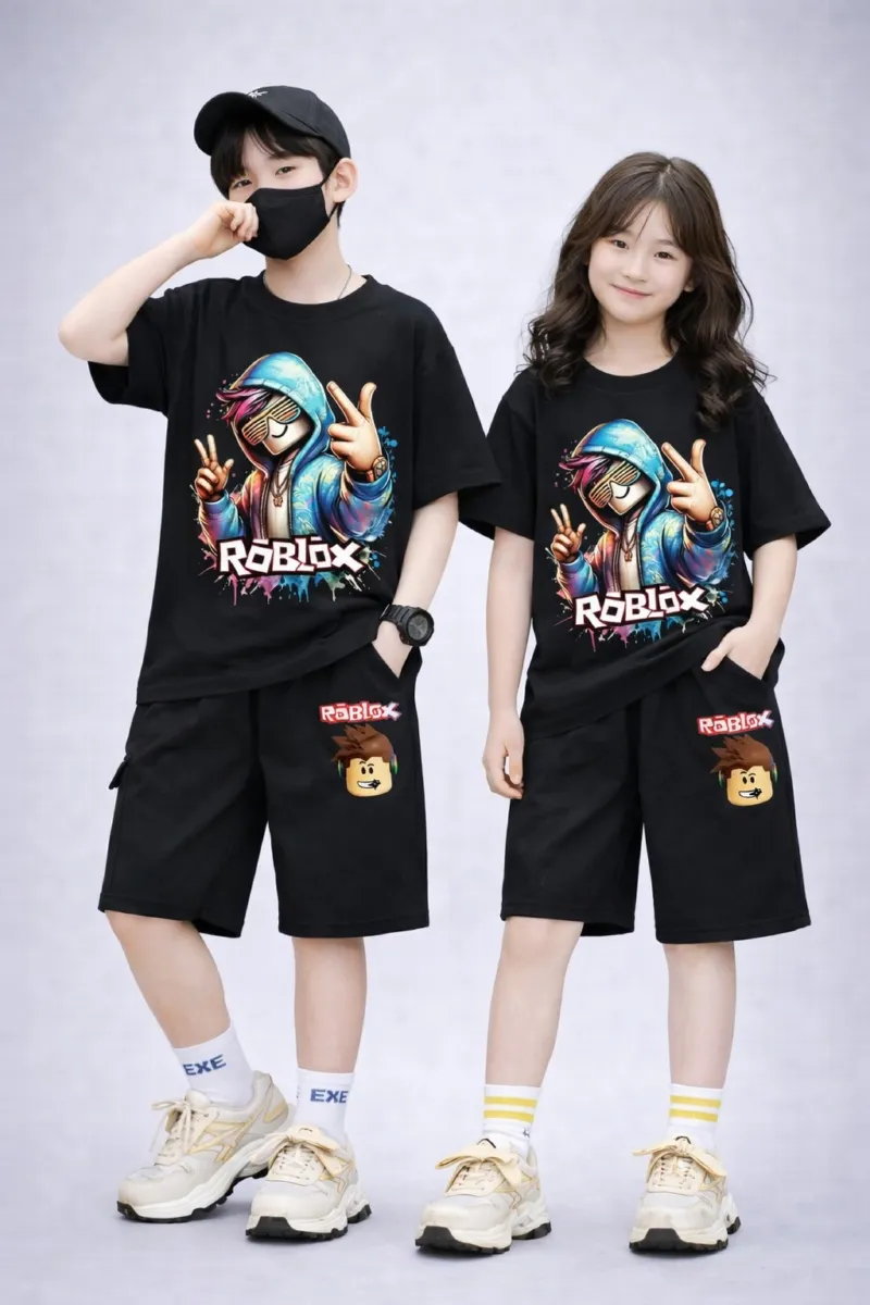 Kids' Drop Shoulder Printed Tee and Pant Set, 6 Colours