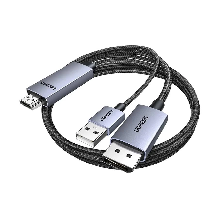 UGREEN HD169 55329 HDMI to DisplayPort Cable with USB Power, 2 Meter