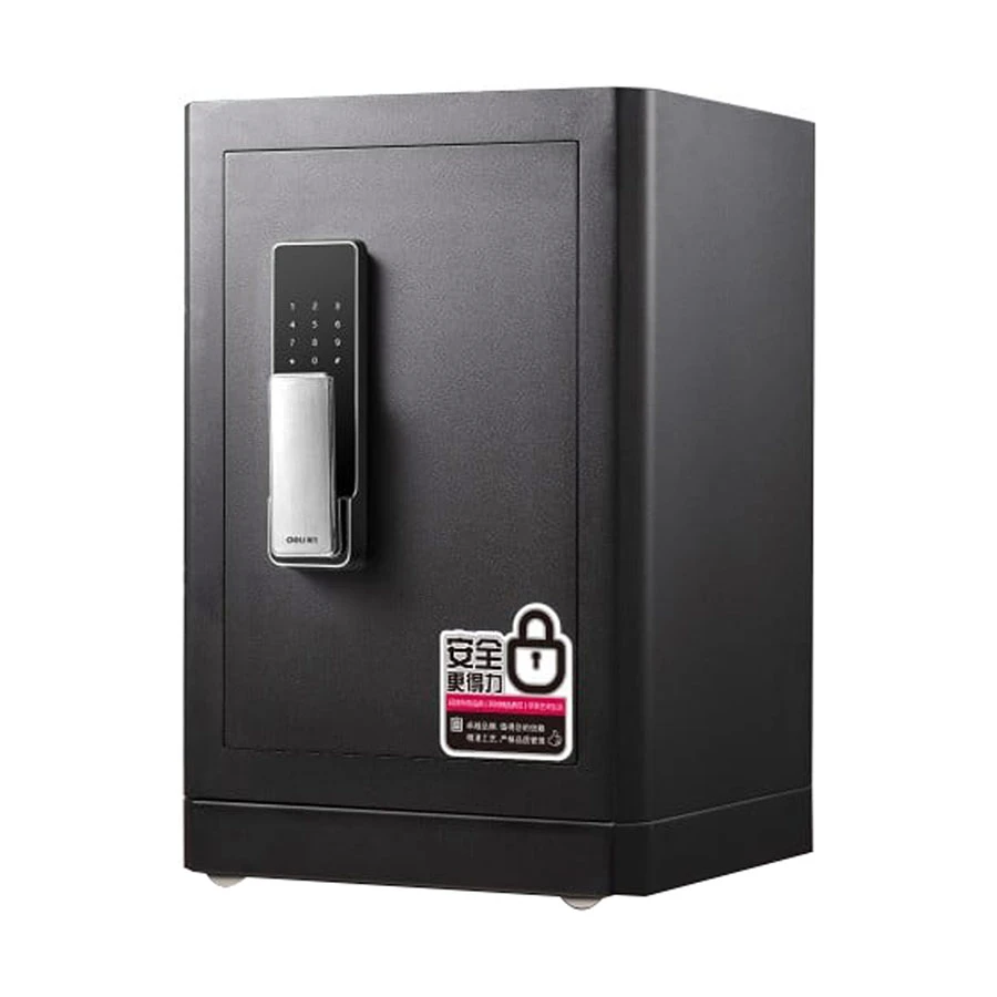 Deli 4116G Fingerprint Digital Safe Box with Key & Password, Black