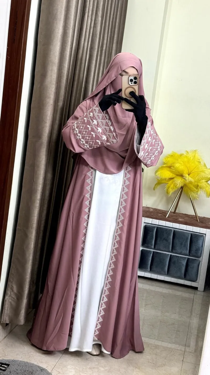 Embroidery Abaya Borka with Koti and Hijab, Ghera 200