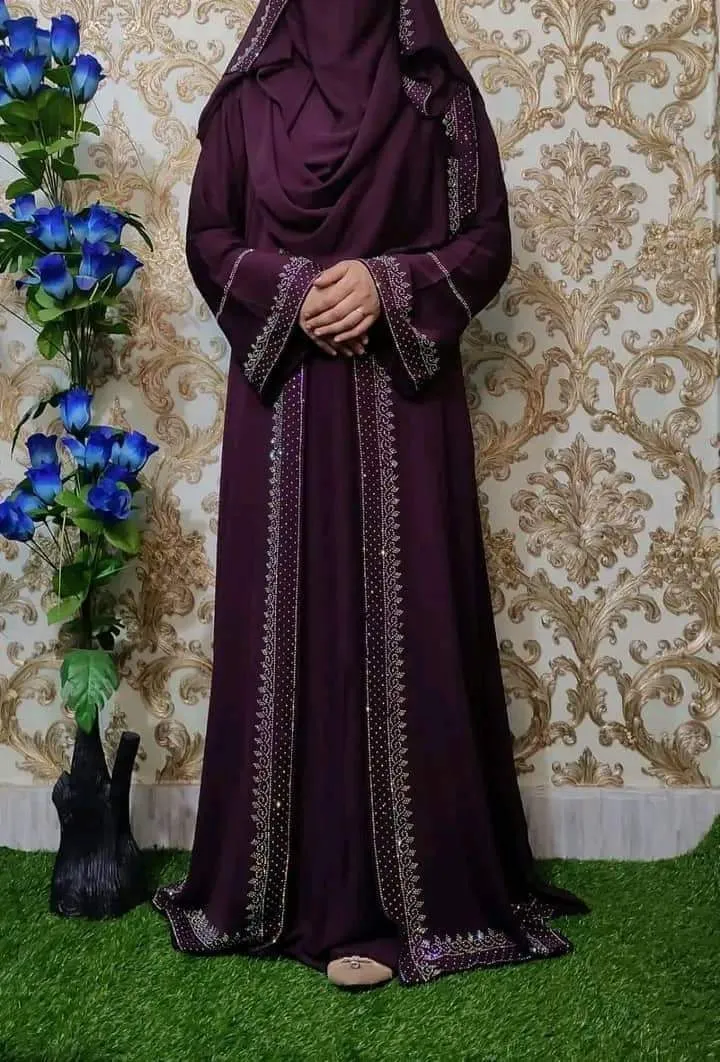 Koti Borka Full Set with Stone Work and Hijab, 5 Colours