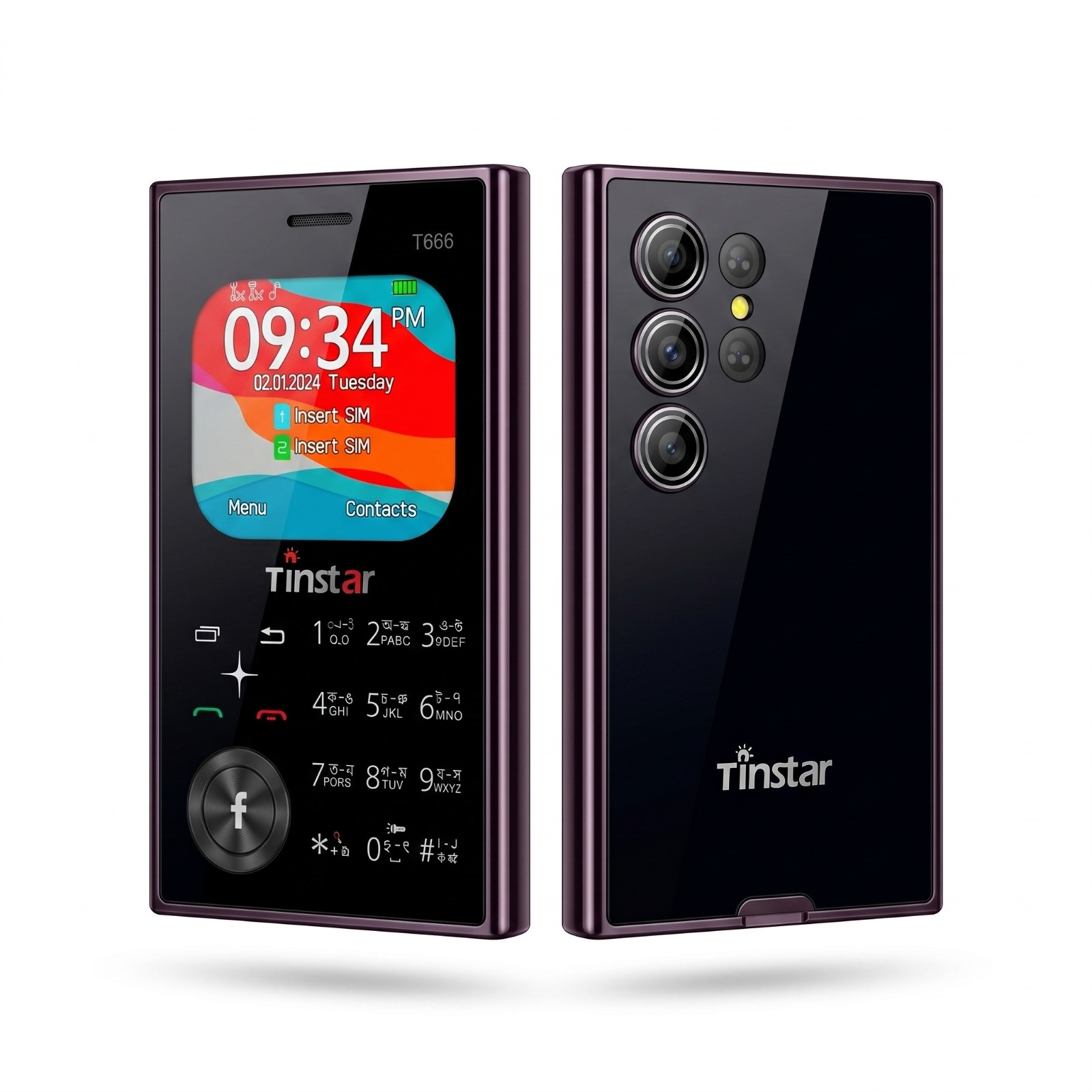 Tinstar T666 Dual sim supported Card phone Golden color
