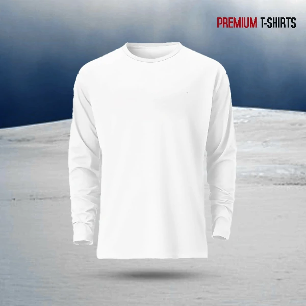 Men's Full Sleeve Solid T-Shirt- White