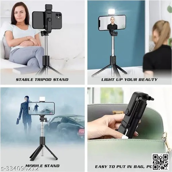 R1S Bluetooth Selfie Stick 4 in 1 Tripod Remote Control Selfie Stand