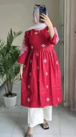 Women's Anarkali Two Piece Gown, AC Cotton with Embroidery