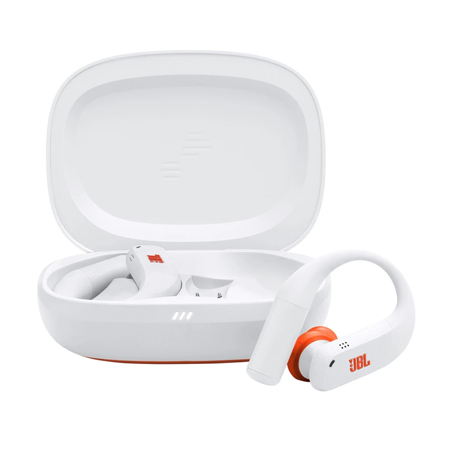JBL Endurance Peak 4 White Orange Bluetooth Earbuds