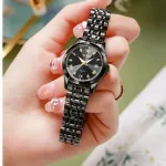 Butter  Fly Lock Olievs  Stainless Steel fashionable  Couple watches +1pcs chain cutter+ 2 pcs battery Full Black
