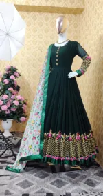 Georgette Party Three Piece with Butterfly Salwar, 56 Inch, 4 Colours