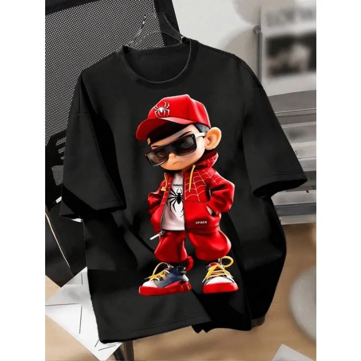 Drop Shoulder T-Shirt, Single Jersey Pure Cotton, DTF Print, 6 Colours