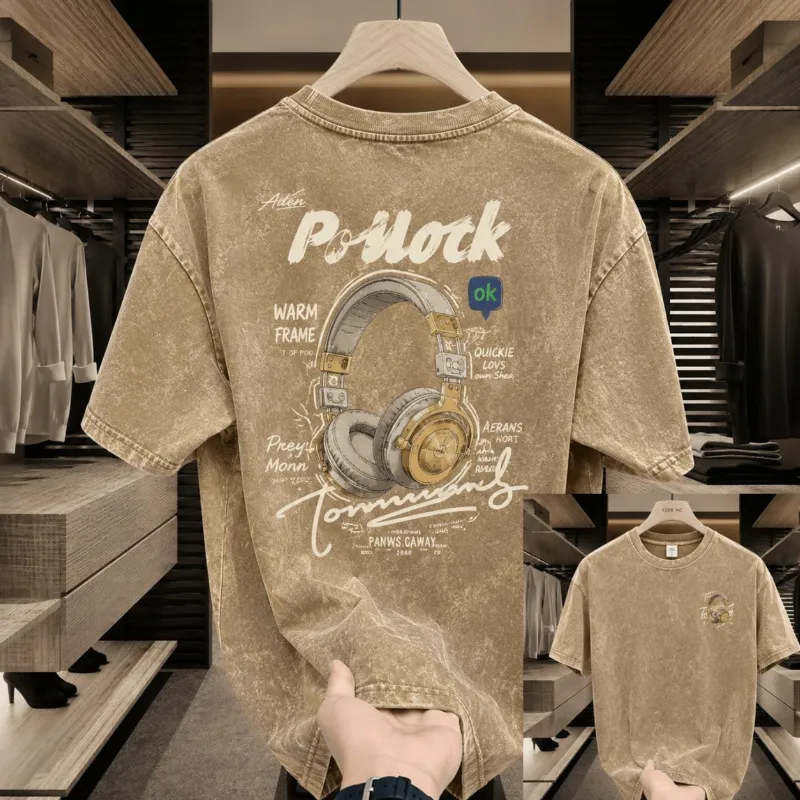 Men's 220 GSM Acid Wash Drop Shoulder T-Shirt, Pure Cotton, M to XL