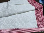 Pohela Boishakh Half Silk Saree with Red Border and Blouse Piece