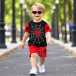 Spider-Web with Red Accent Boys Summer Two-Piece Set